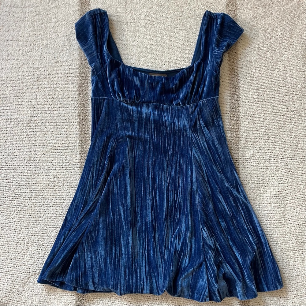 UO uma velvet mini dress blue